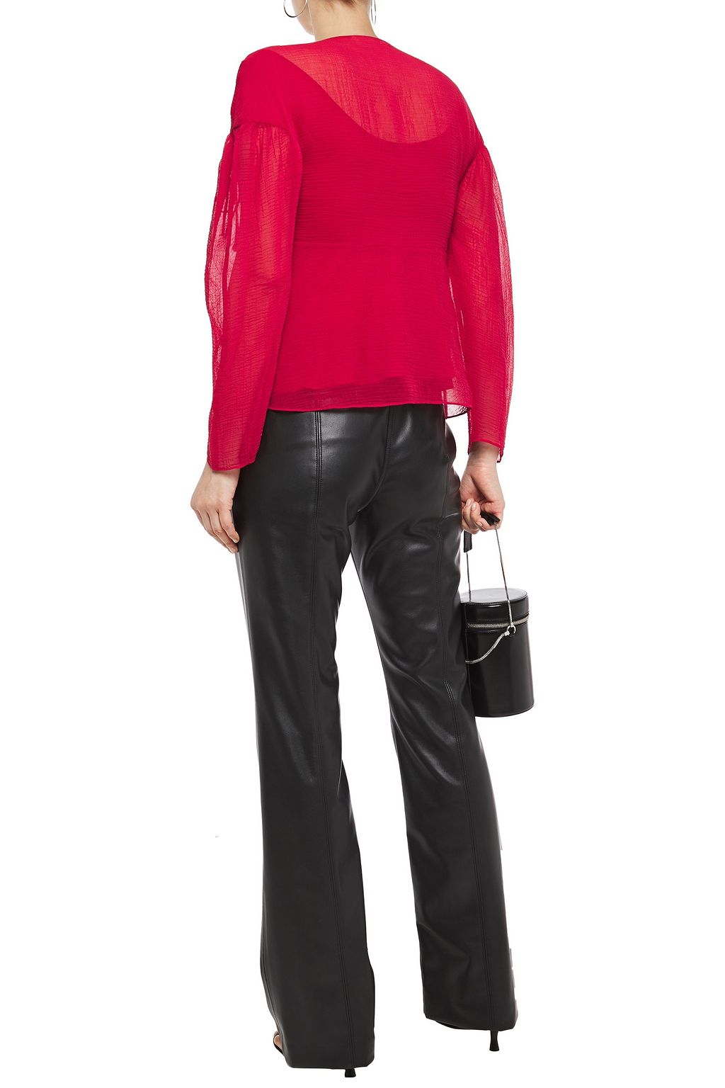 3.1 PHILLIP LIM Tie-detailed cutout crinkled cotton and silk-blend blouse