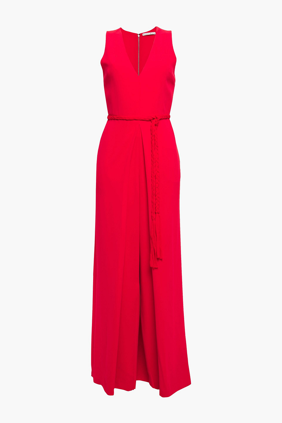 Alice + Olivia Woman Audrie Belted Pleated Crepe Wide-leg Jumpsuit Papaya Size 8