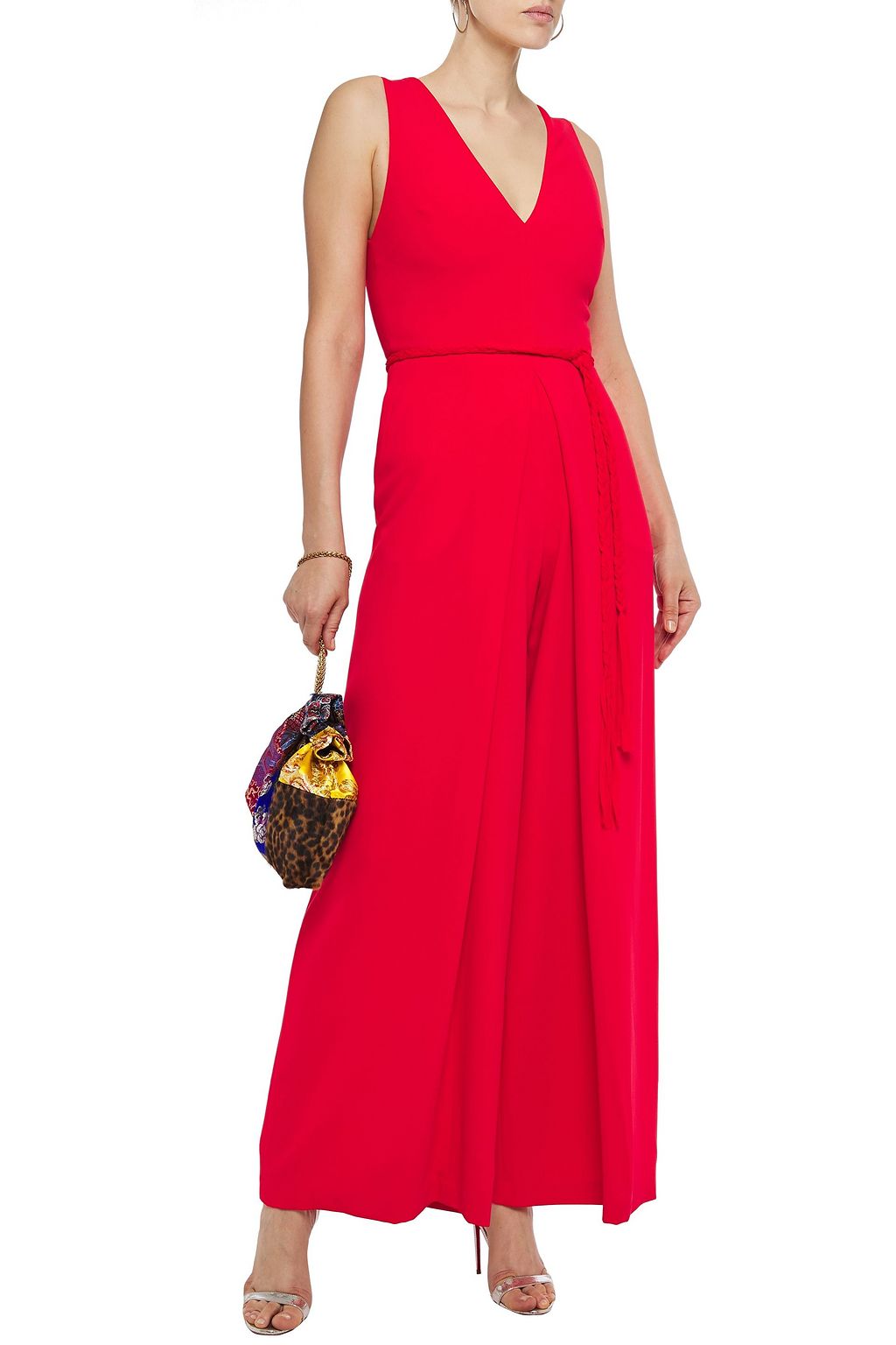 ALICE + OLIVIA Audrie belted pleated crepe wide-leg jumpsuit