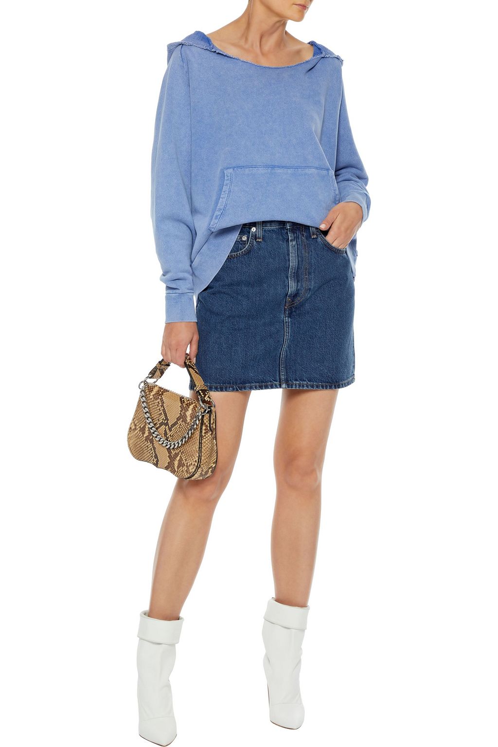 IRO Cube distressed French cotton-terry hoodie