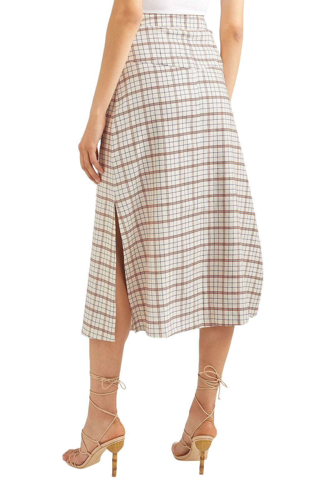 NICHOLAS Checked Tencel-blend midi skirt