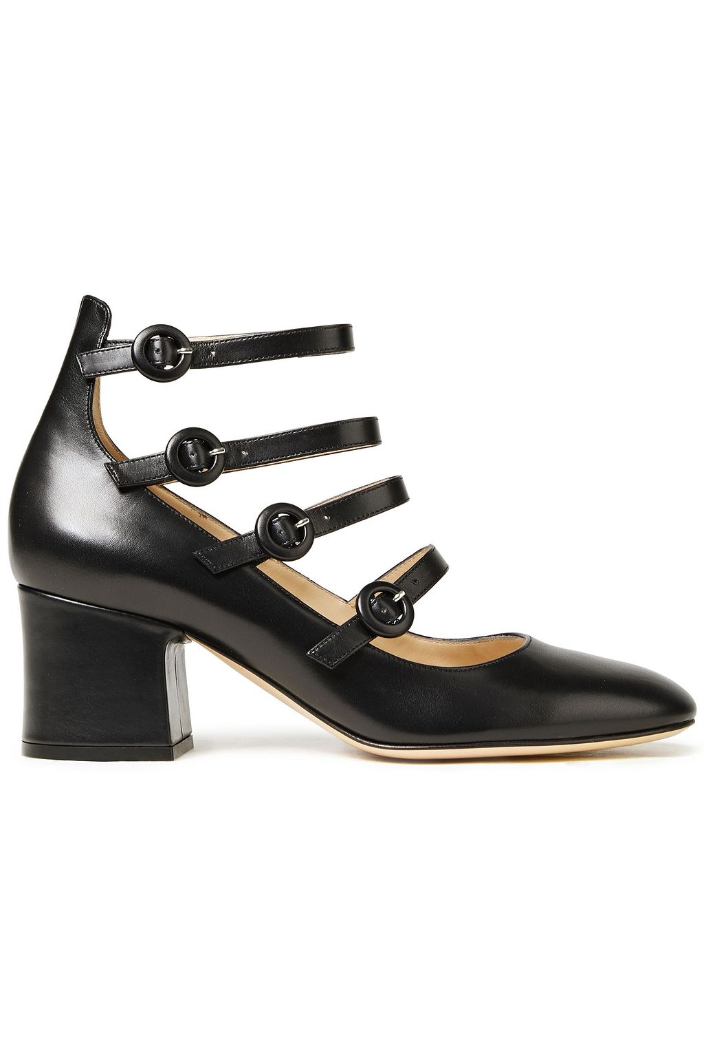 black leather mary jane pumps