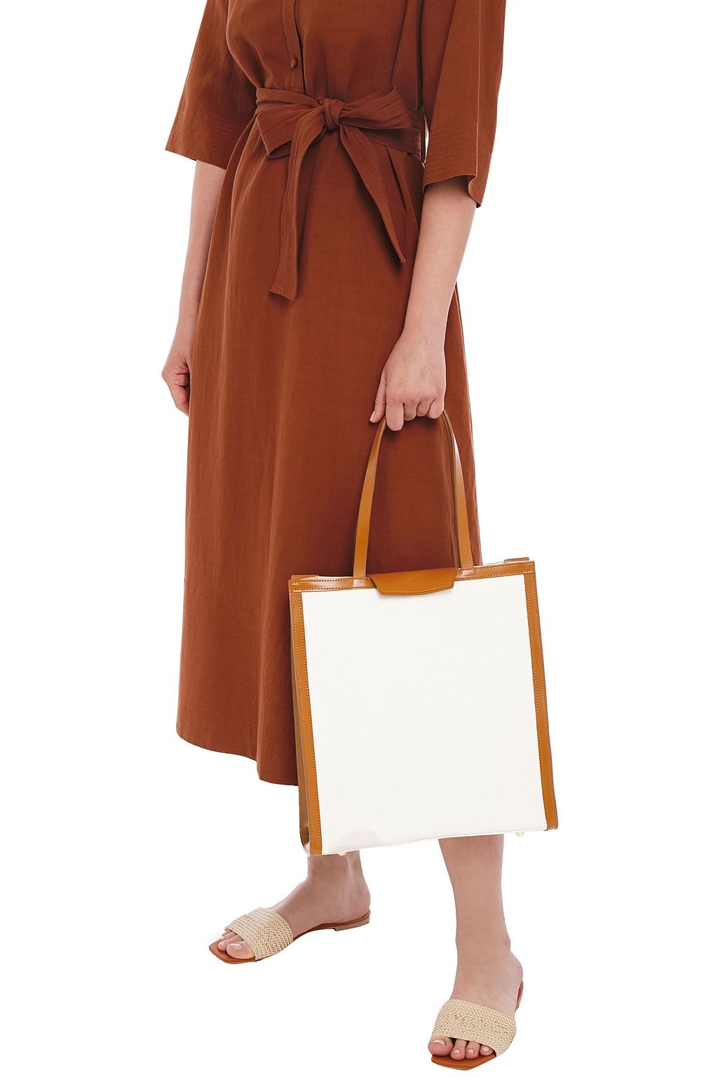 IRIS & INK Jaina two-tone leather and canvas tote