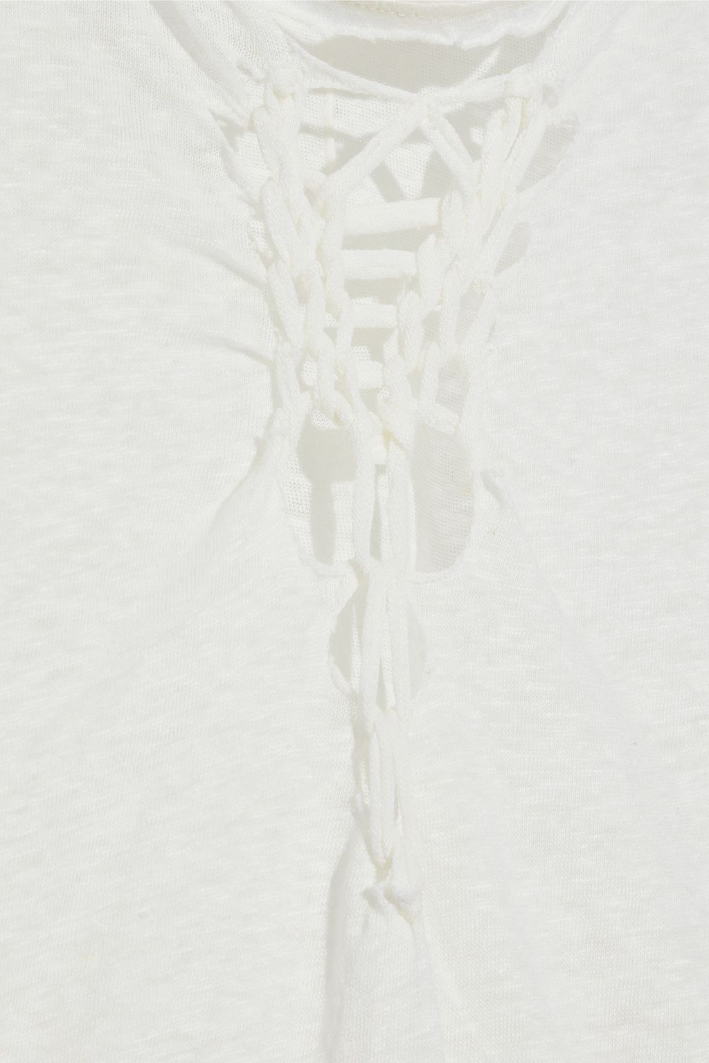IRO Seemly cropped distressed linen-jersey top