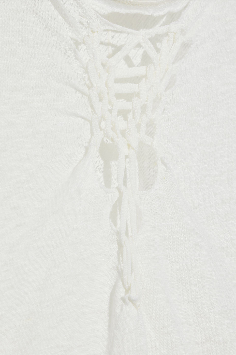 Iro Seemly Cropped Distressed Linen-jersey Top In Off-white