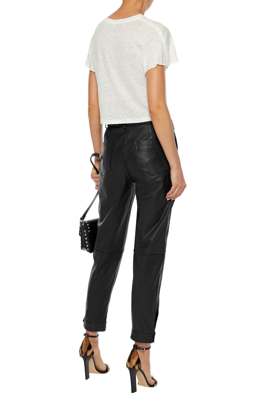 IRO Seemly cropped distressed linen-jersey top