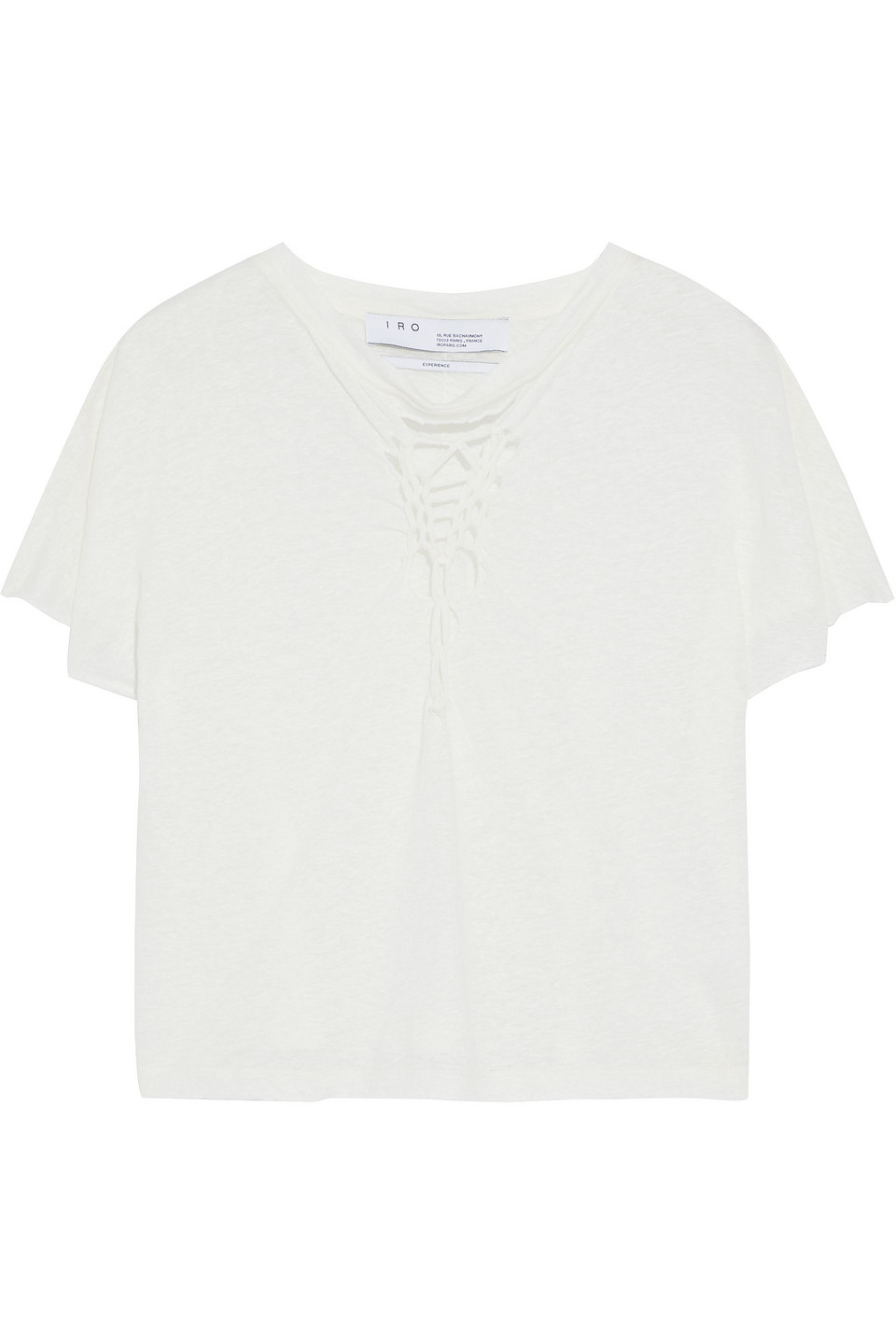 Iro Seemly Cropped Distressed Linen-jersey Top In Off-white