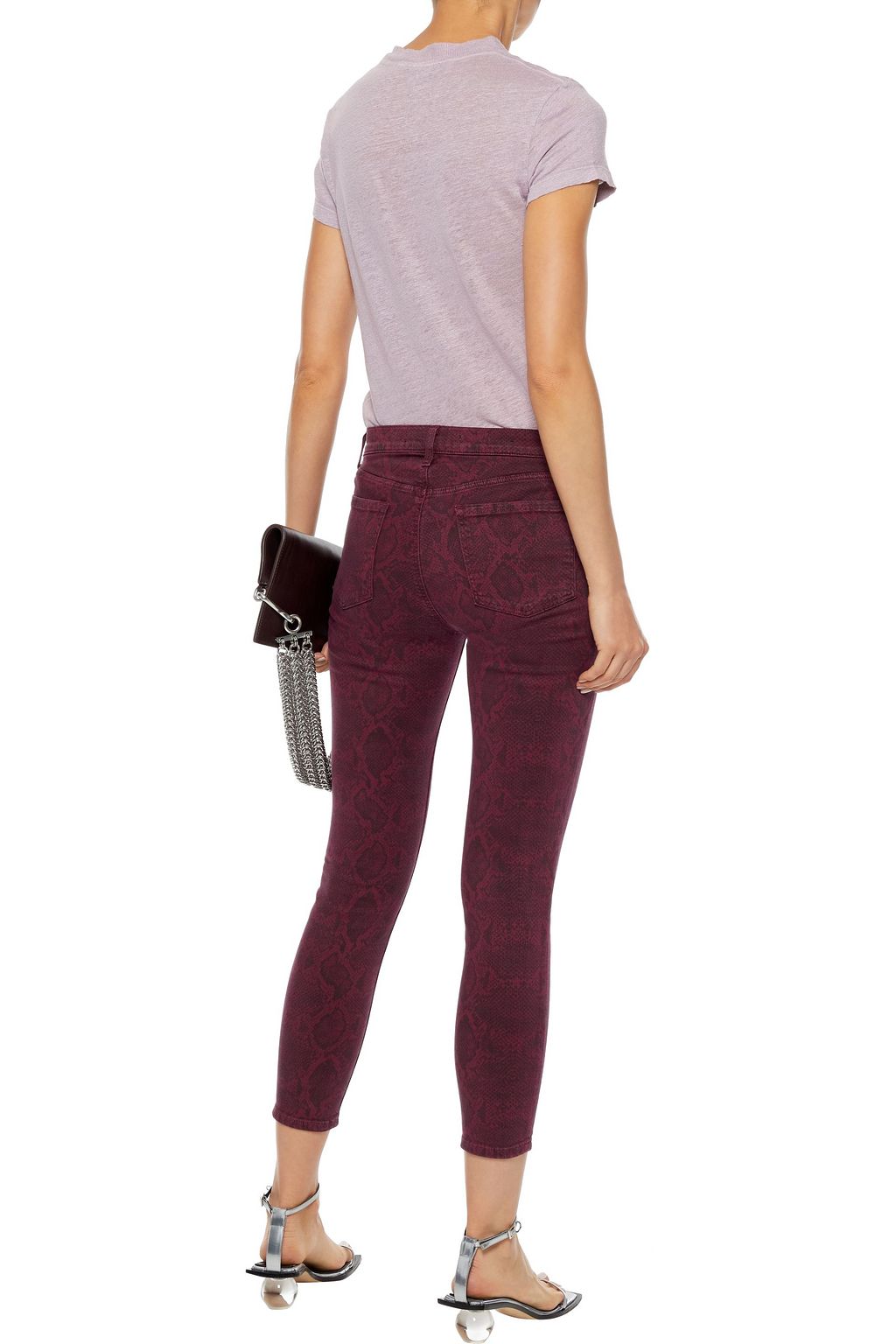 J BRAND 835 cropped snake-print mid-rise skinny jeans