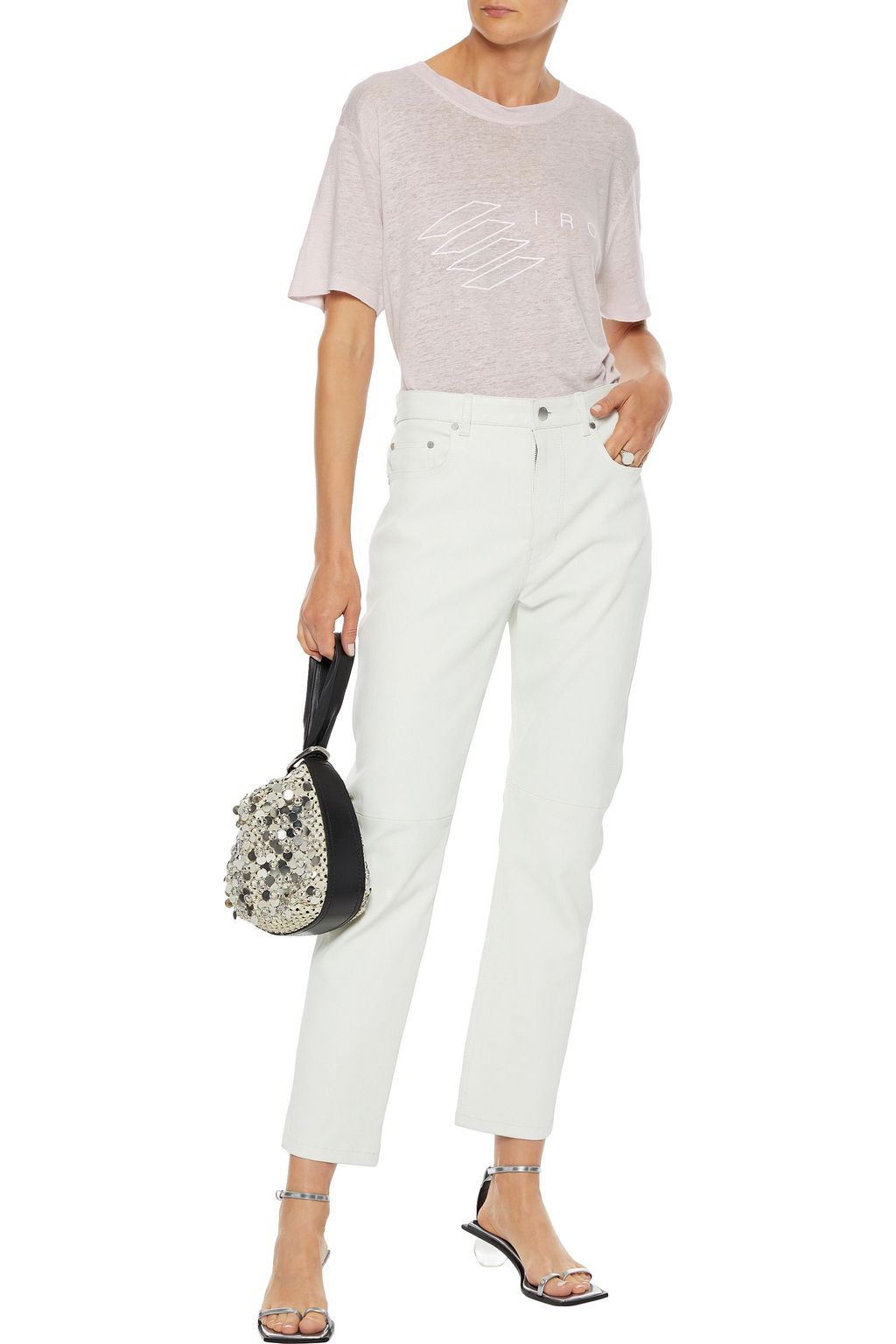 IRO Lucie logo-print slub linen-jersey T-shirt