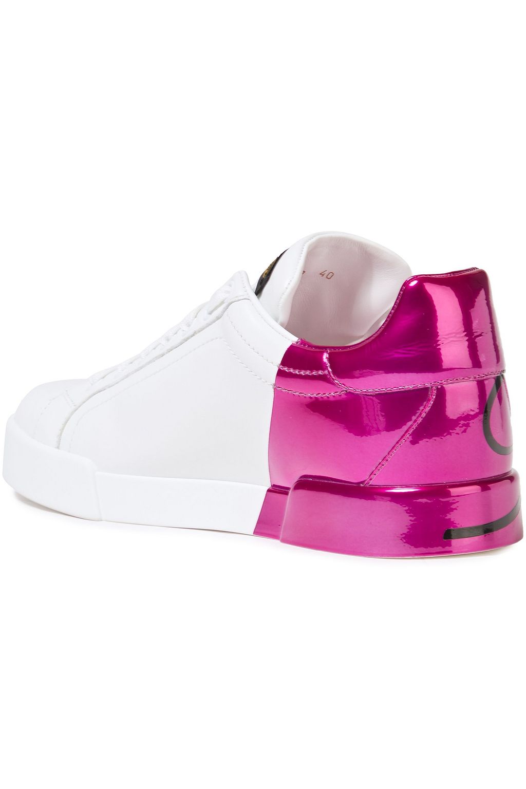 DOLCE&GABBANA Portofino printed smooth and patent-leather sneakers