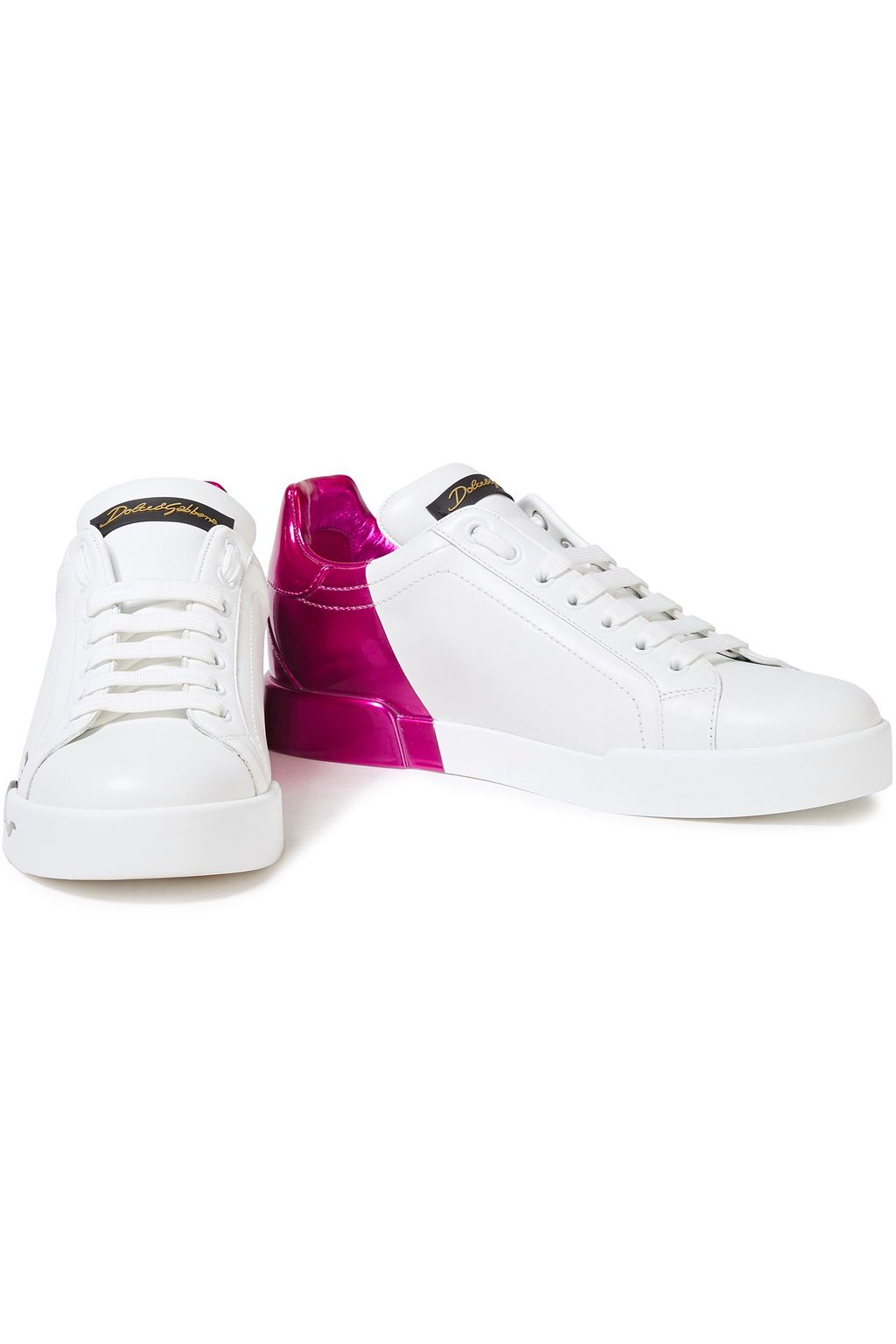DOLCE&GABBANA Portofino printed smooth and patent-leather sneakers