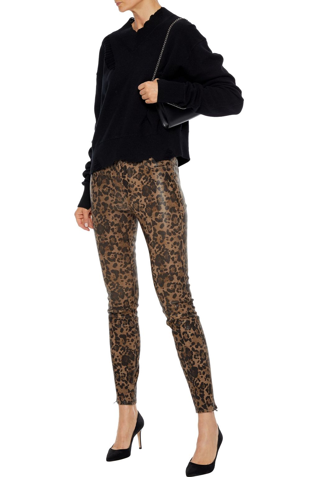 J BRAND L8001 leopard-print stretch-leather skinny pants