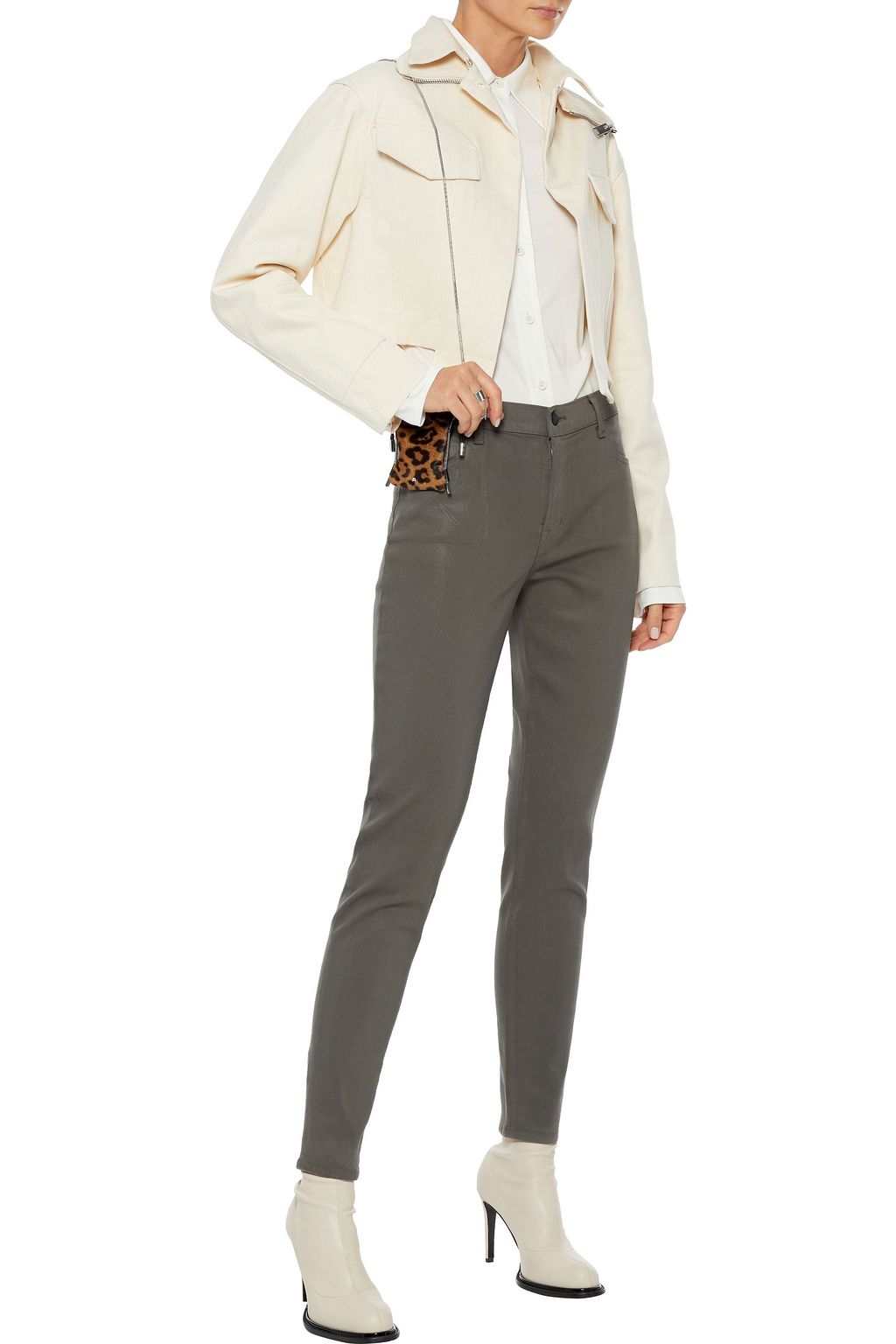 J BRAND 620 coated mid-rise skinny jeans