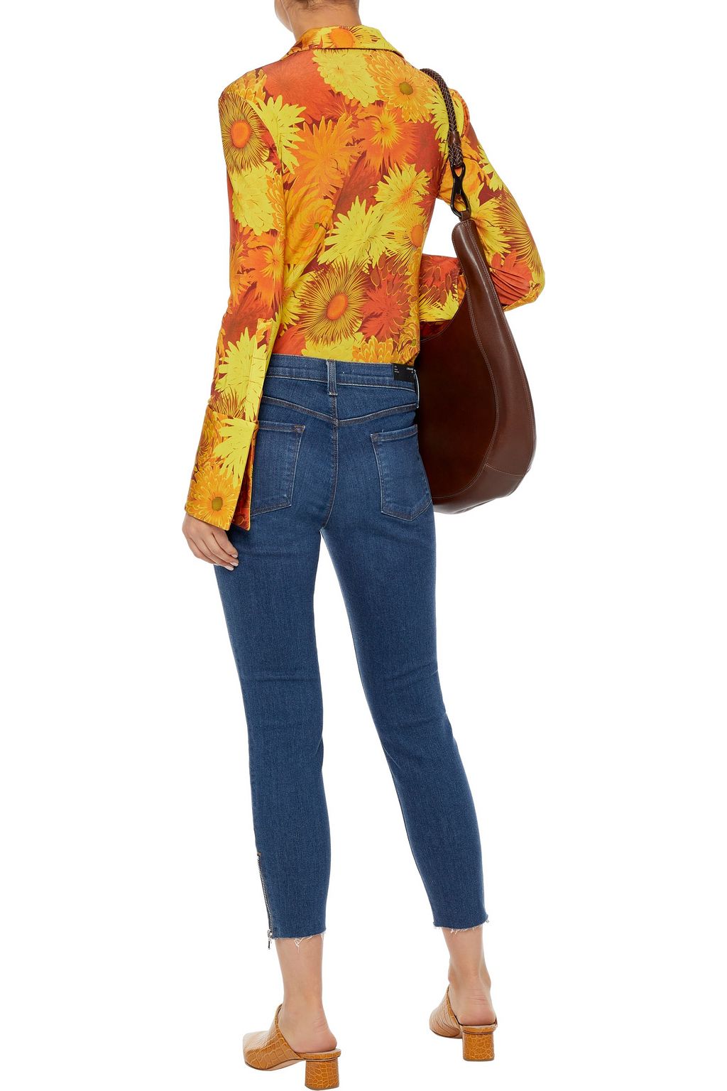 J BRAND 835 cropped distressed high-rise skinny jeans
