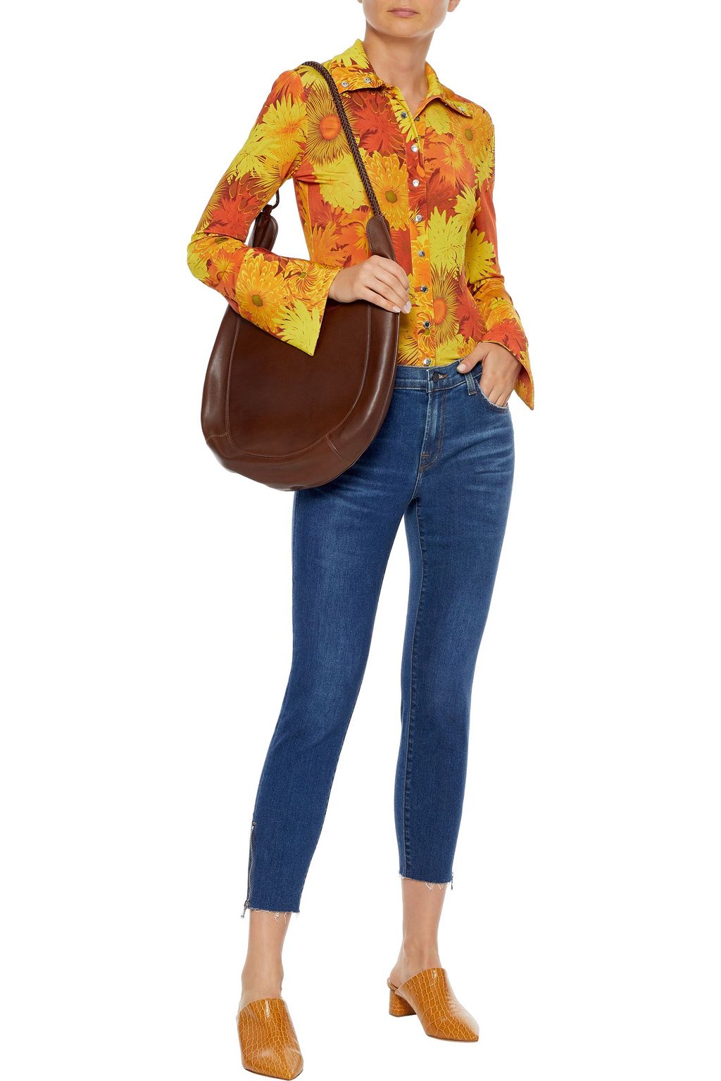 J BRAND 835 cropped distressed high-rise skinny jeans