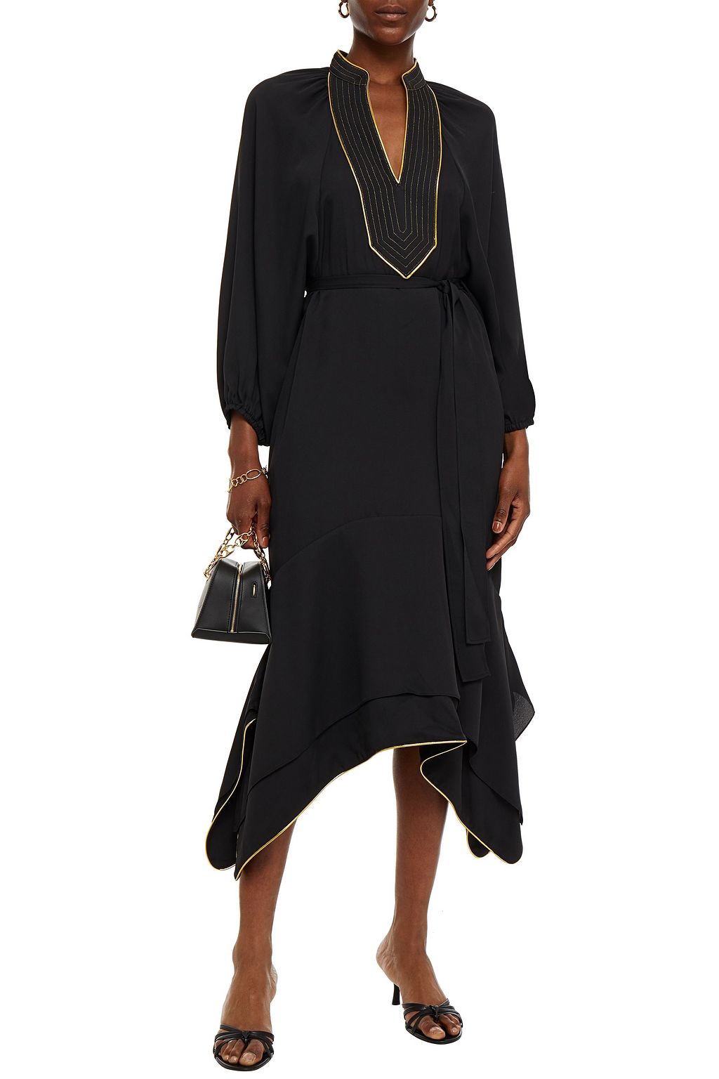 TORY BURCH Embellished crepe midi dress