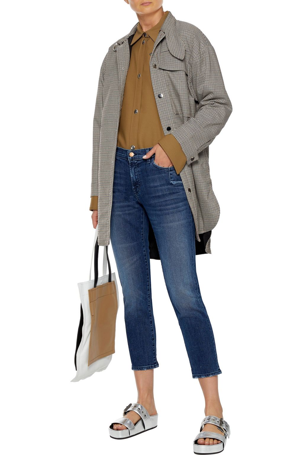 J BRAND Cropped faded mid-rise skinny jeans