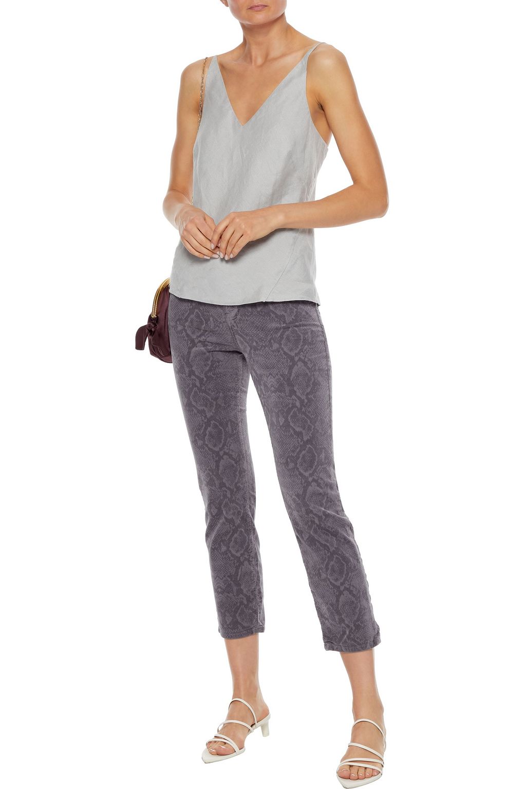 J BRAND Ruby cropped cotton-blend velvet slim-leg pants