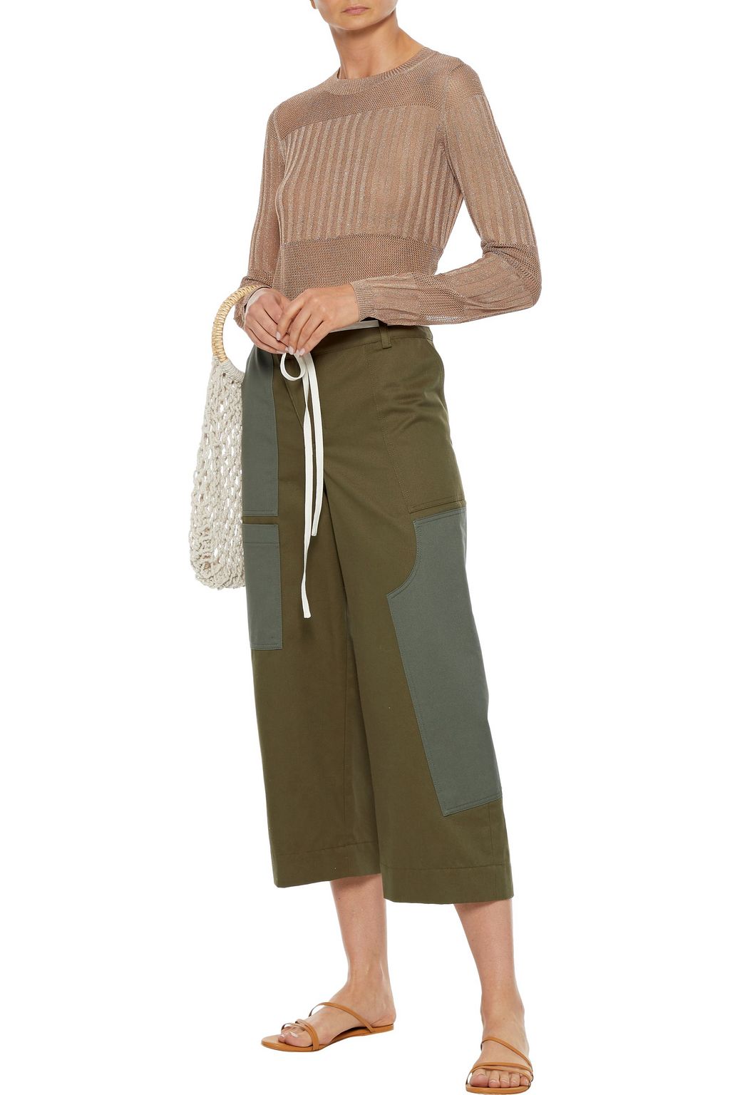 J BRAND Andrea metallic ribbed and open-knit sweater
