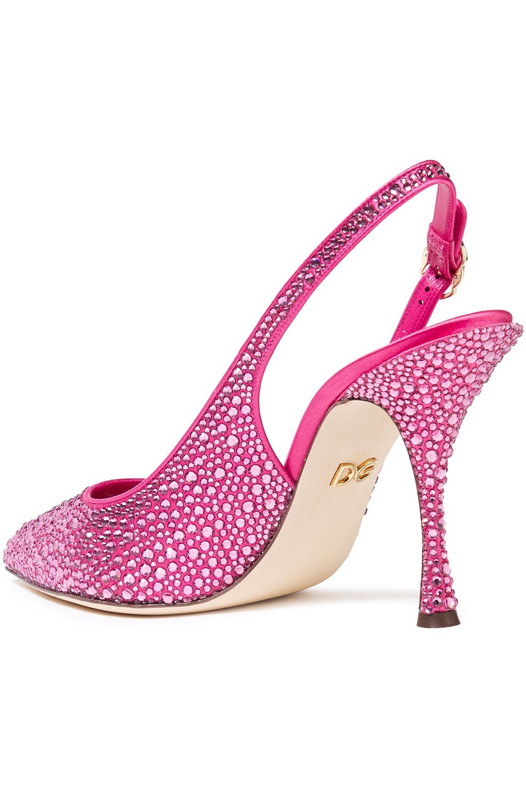 DOLCE&GABBANA Lori crystal-embellished satin slingback pumps