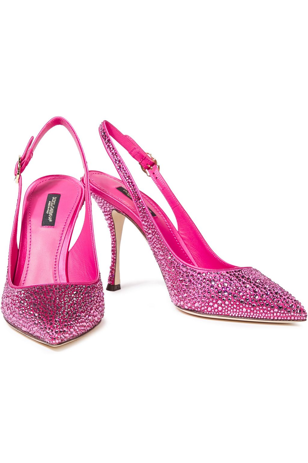 DOLCE&GABBANA Lori crystal-embellished satin slingback pumps