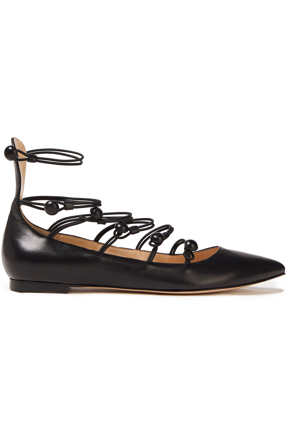 Gianvito Rossi Woman Marquis Button-detailed Leather Point-toe Flats Black Size 40