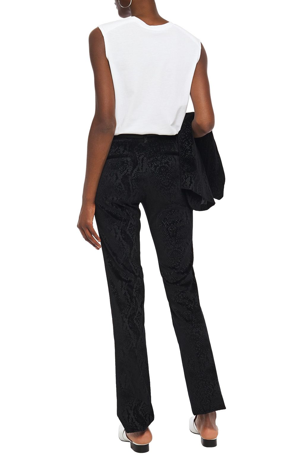 FRAME Perfect snake-print stretch-velvet straight-leg pants