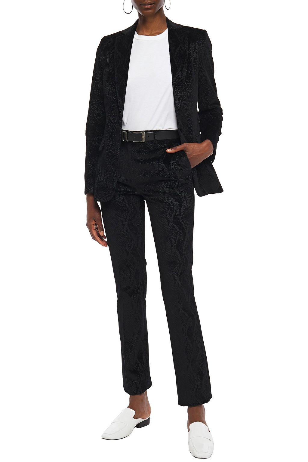 FRAME Perfect snake-print stretch-velvet straight-leg pants