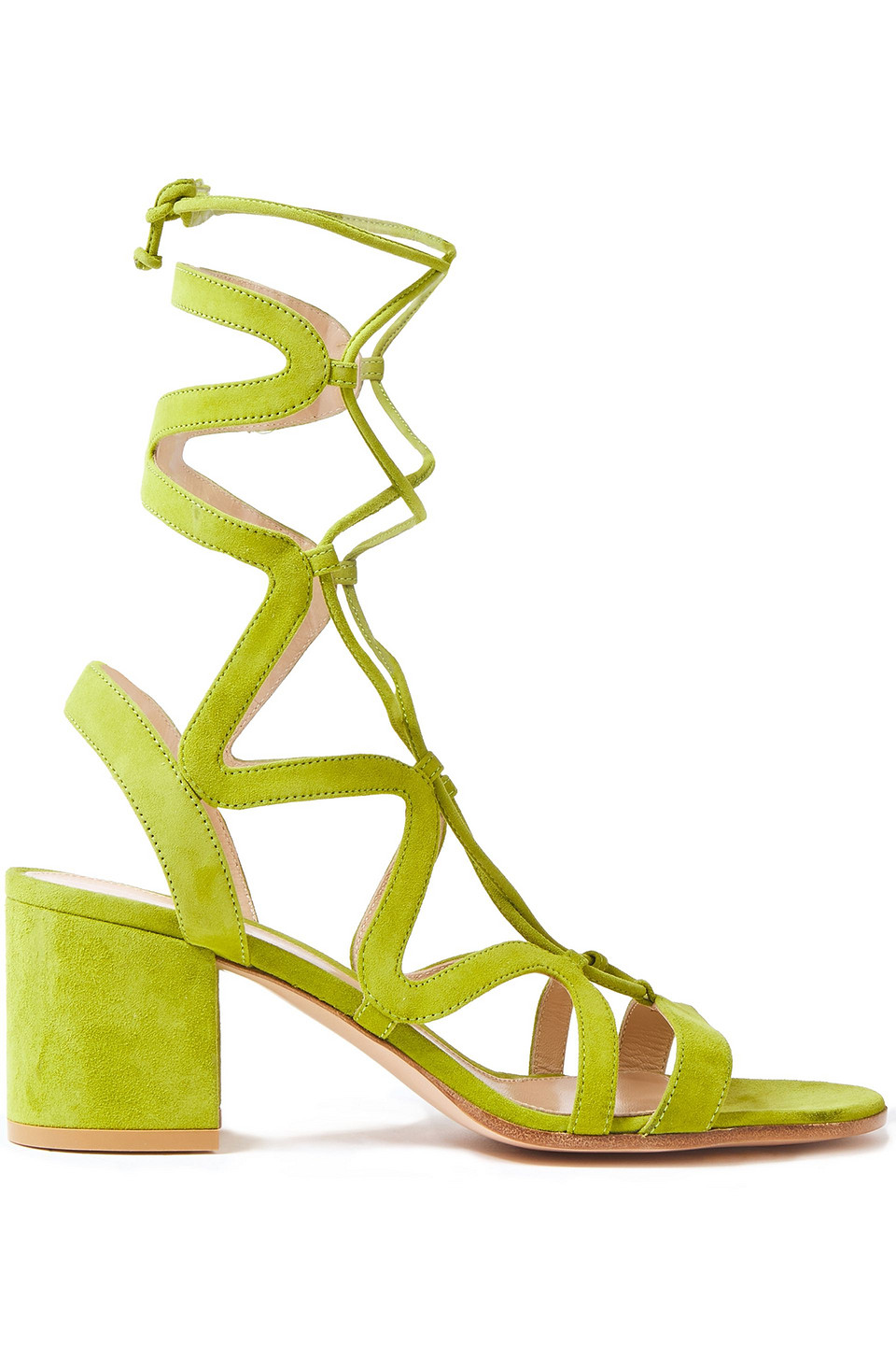 Gianvito Rossi Woman Artemis 60 Lace-up Suede Sandals Lime Green Size 41