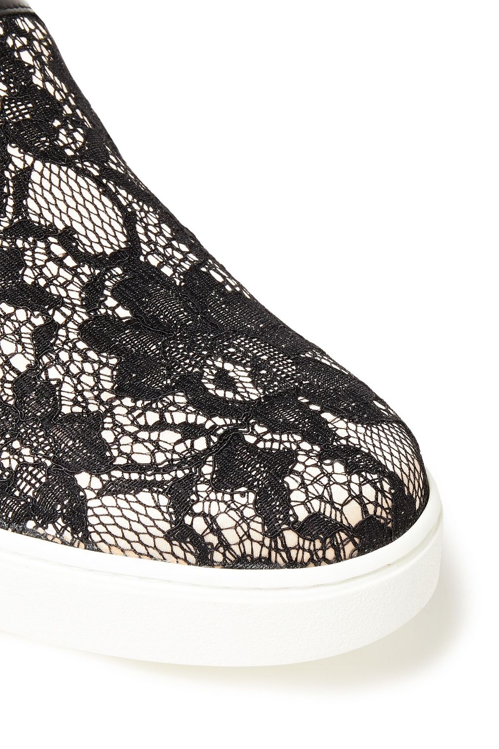 GIANVITO ROSSI Venice leather-trimmed corded lace slip-on sneakers
