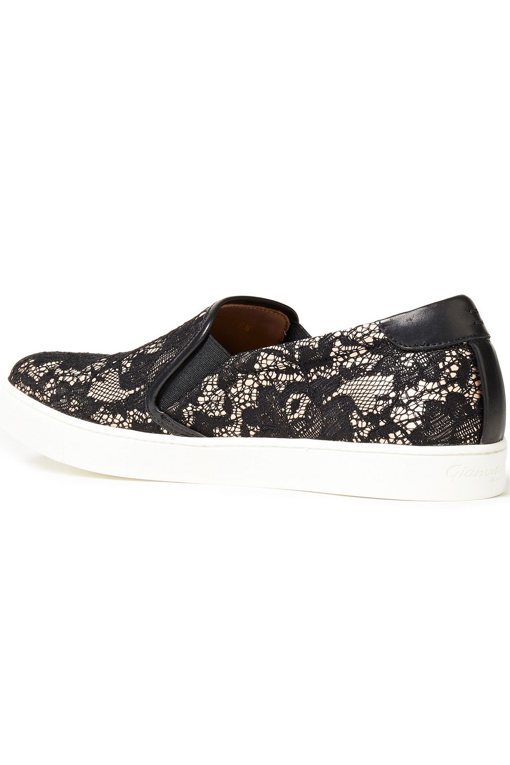 GIANVITO ROSSI Venice leather-trimmed corded lace slip-on sneakers