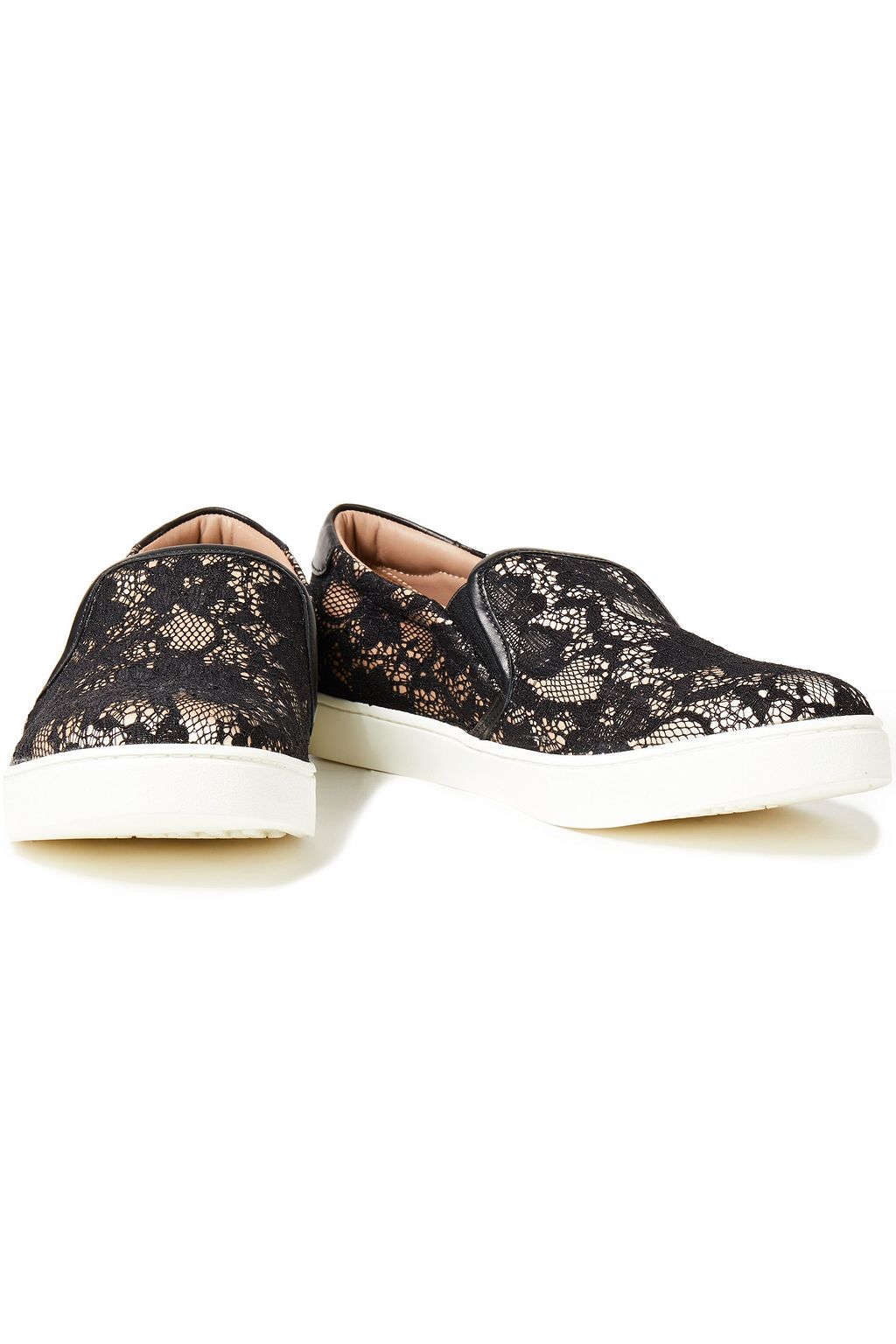 GIANVITO ROSSI Venice leather-trimmed corded lace slip-on sneakers