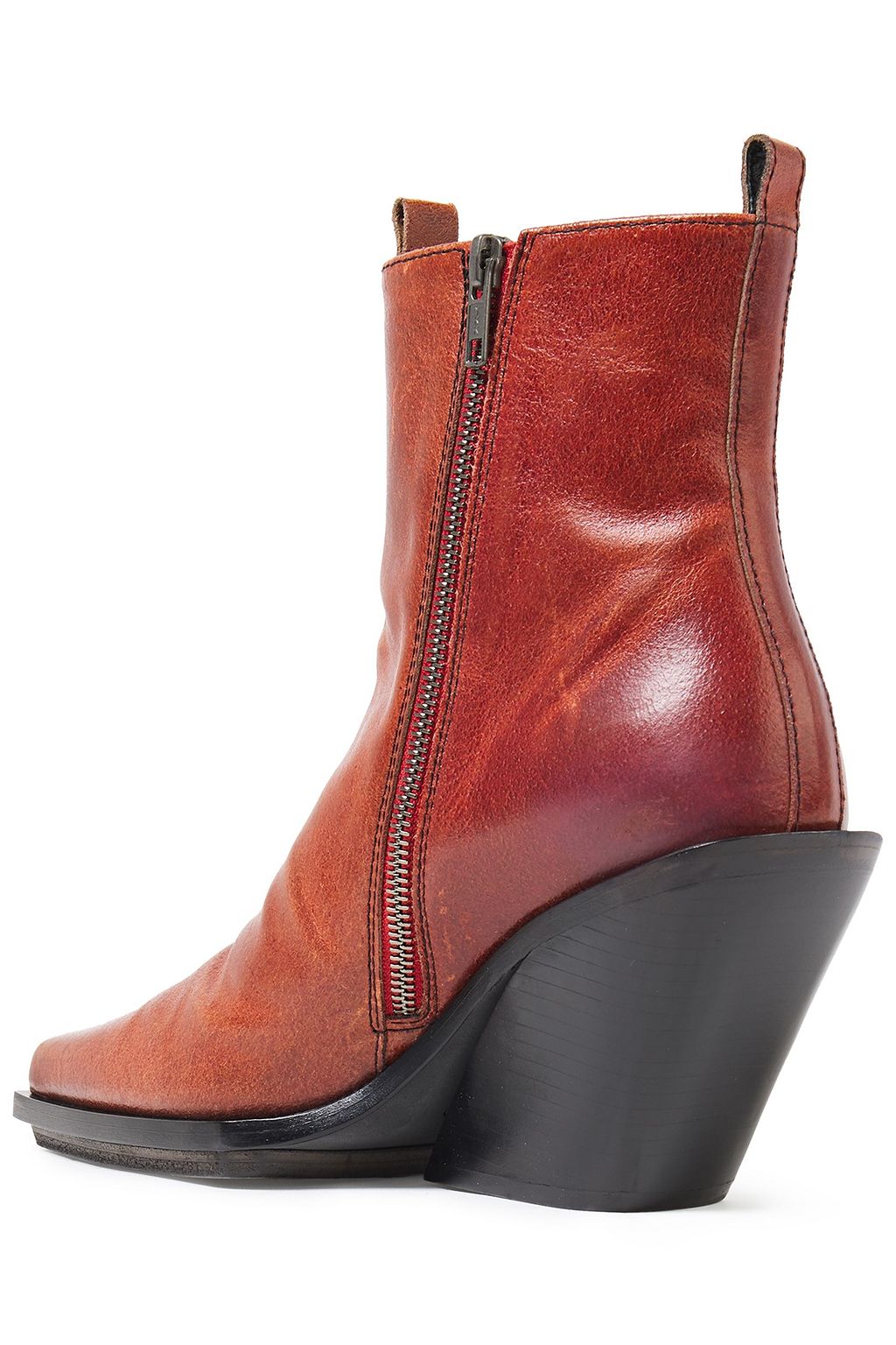 ANN DEMEULEMEESTER Burnished-leather wedge ankle boots