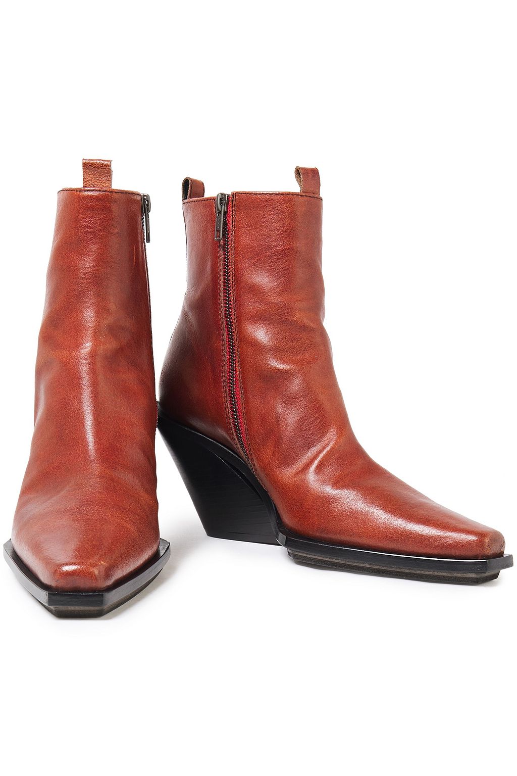 ANN DEMEULEMEESTER Burnished-leather wedge ankle boots