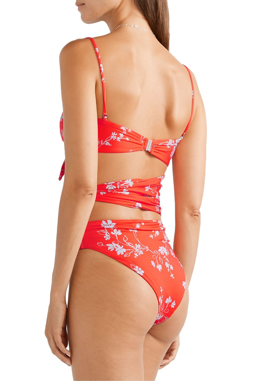 NICHOLAS Cutout knotted printed swimsuit