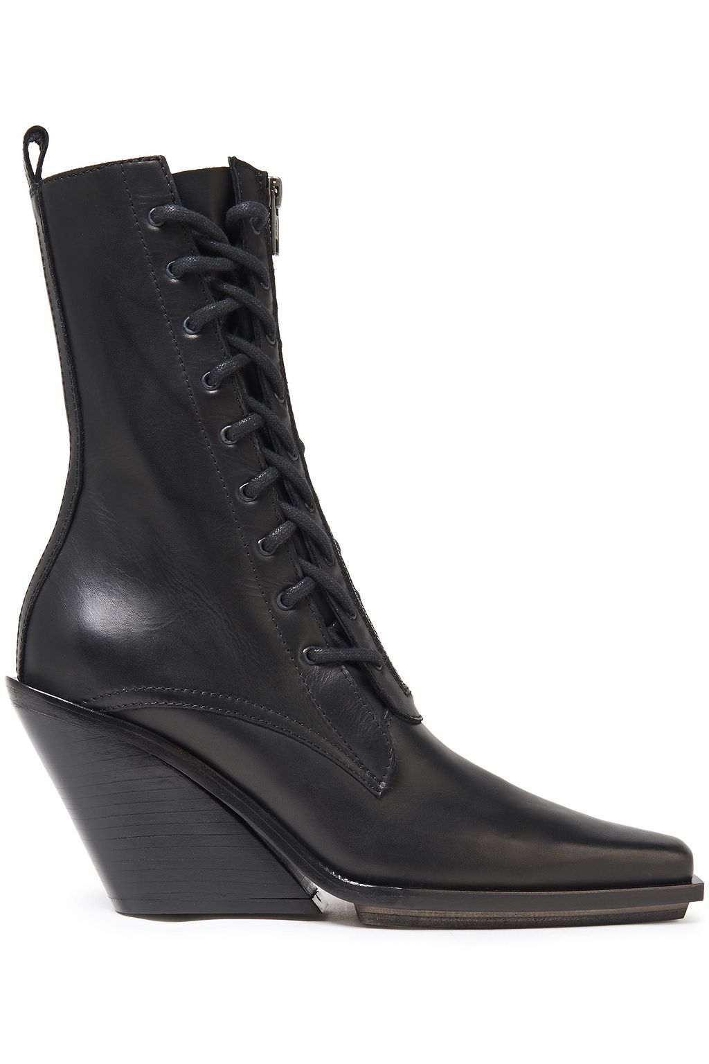 black lace up wedge boots