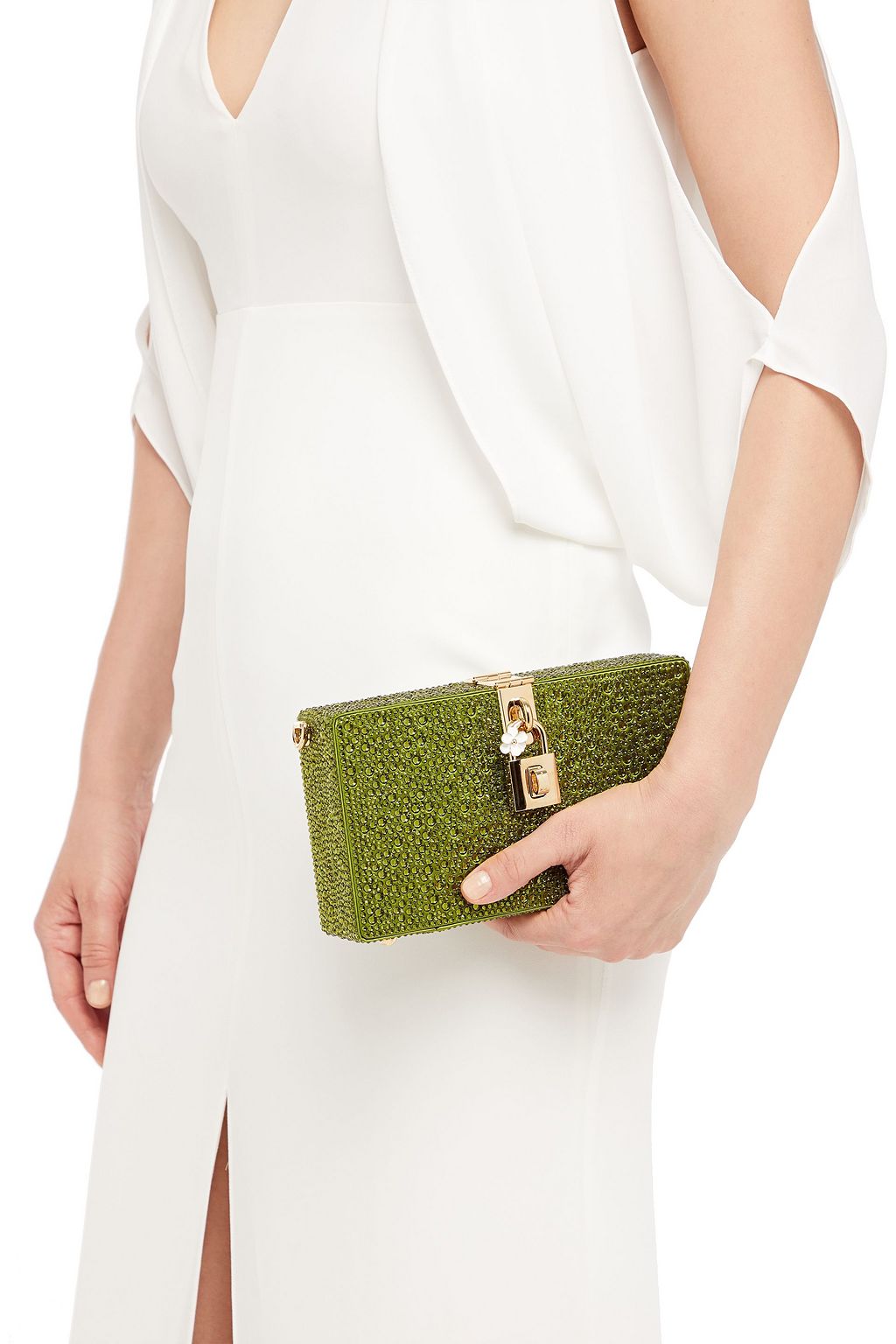 DOLCE&GABBANA Dolce crystal-embellished satin box clutch