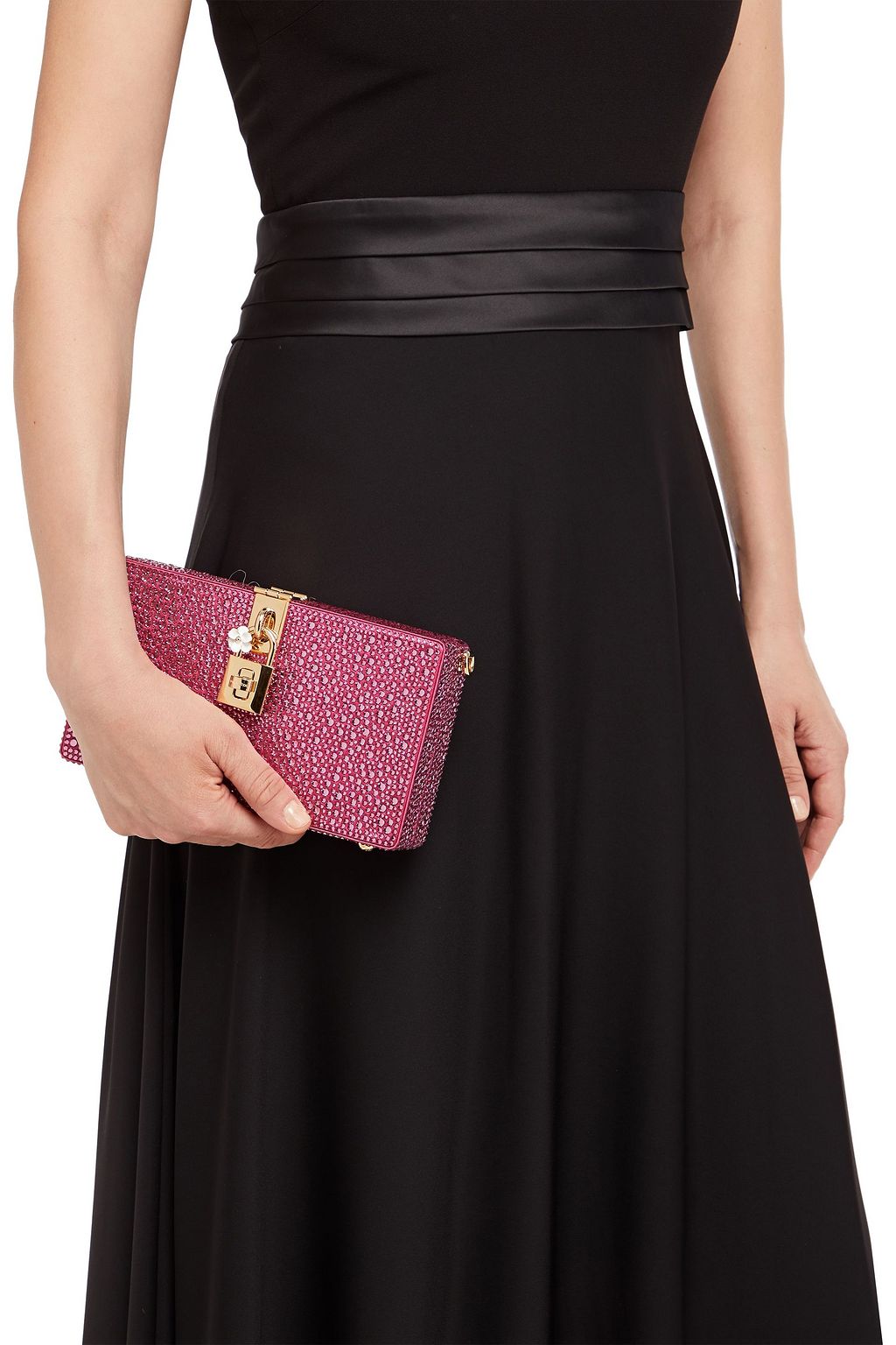DOLCE&GABBANA Dolce crystal-embellished satin box clutch