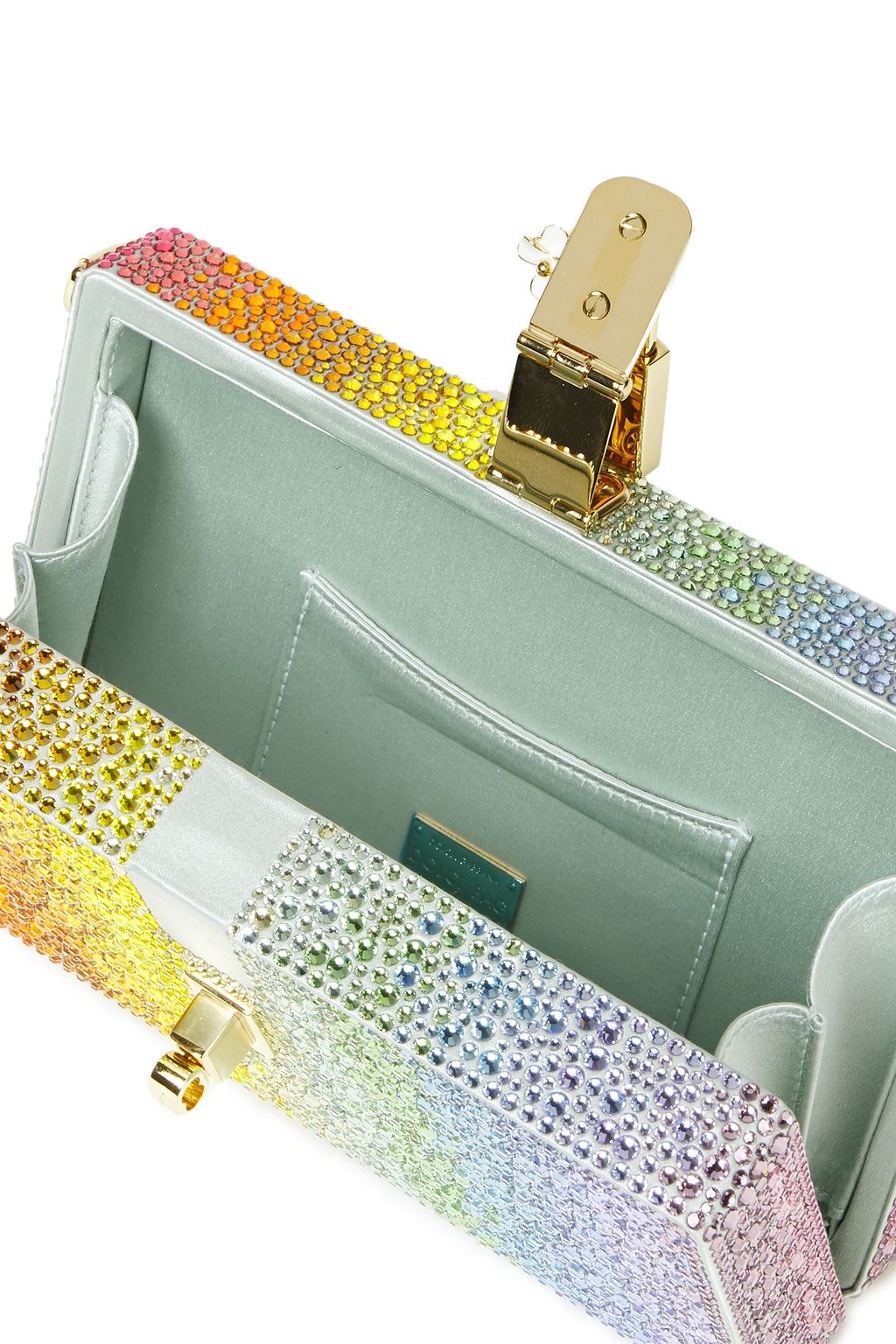 DOLCE&GABBANA Crystal-embellished dégradé satin box clutch
