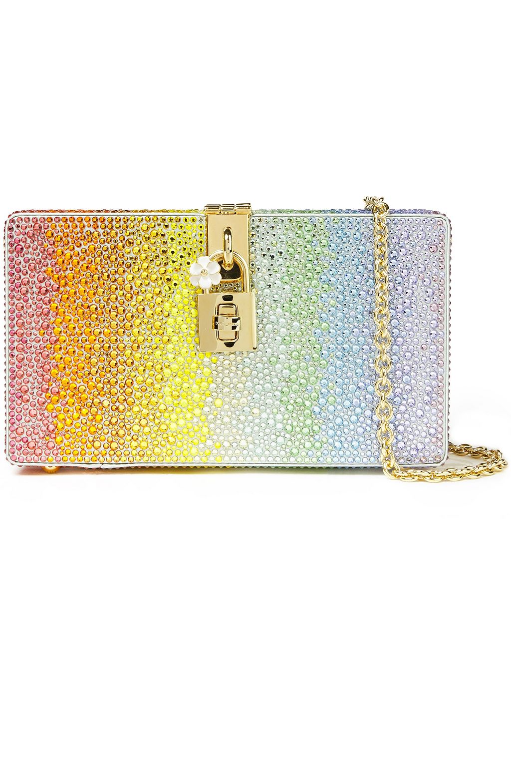 DOLCE&GABBANA Crystal-embellished dégradé satin box clutch