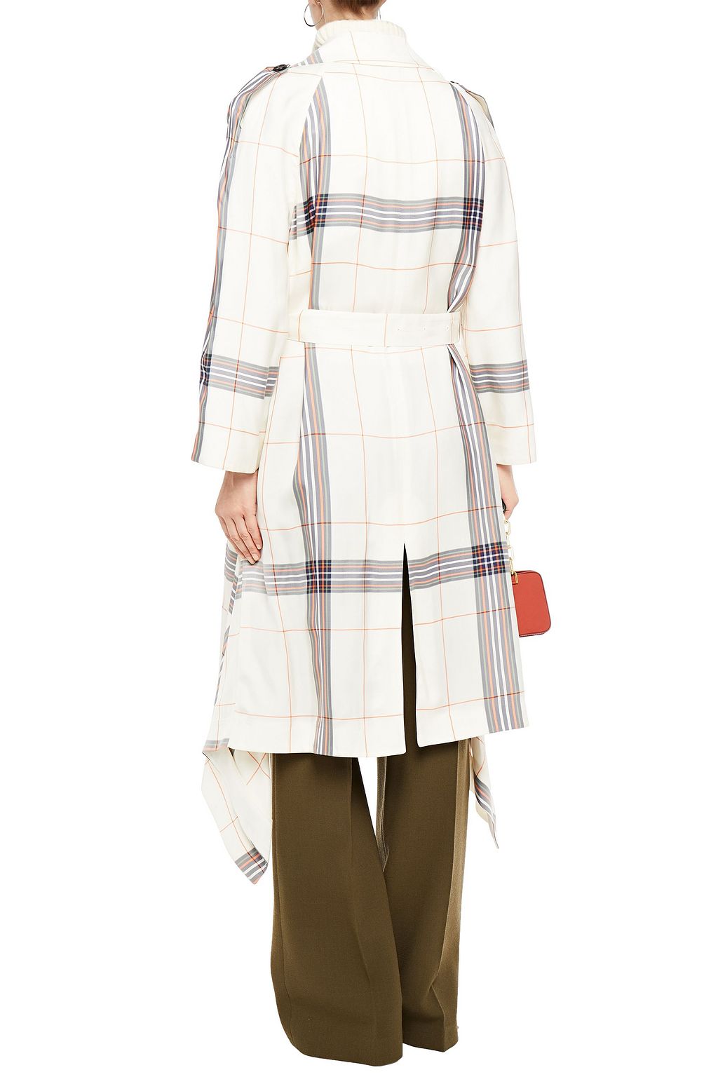 ROLAND MOURET Belted checked gabardine trench coat