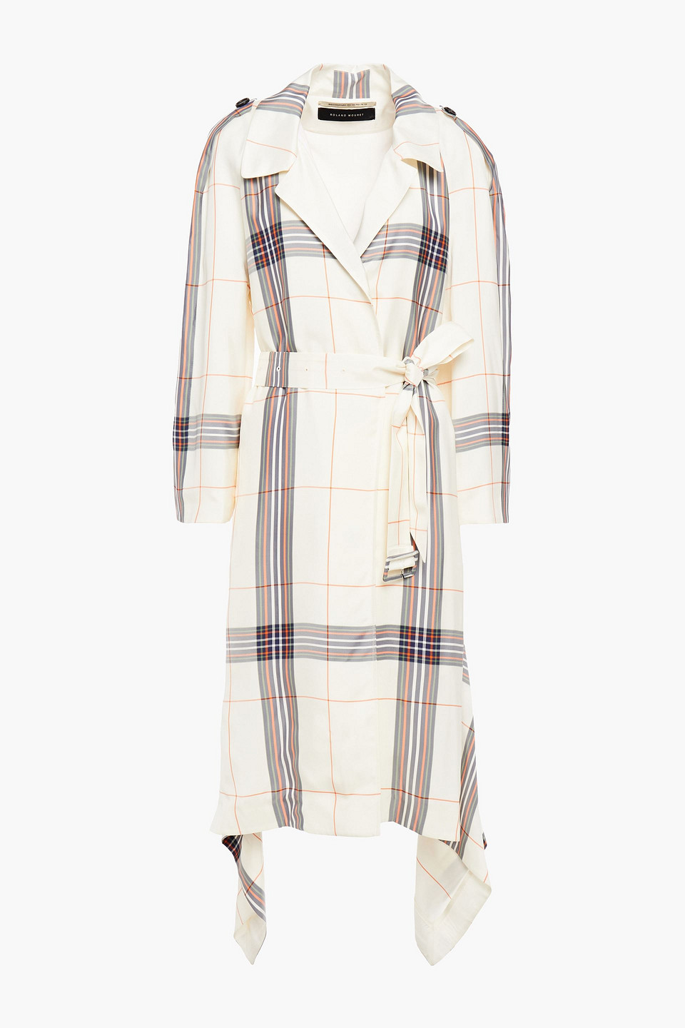 Roland Mouret Woman Belted Checked Gabardine Trench Coat Ivory Size 12