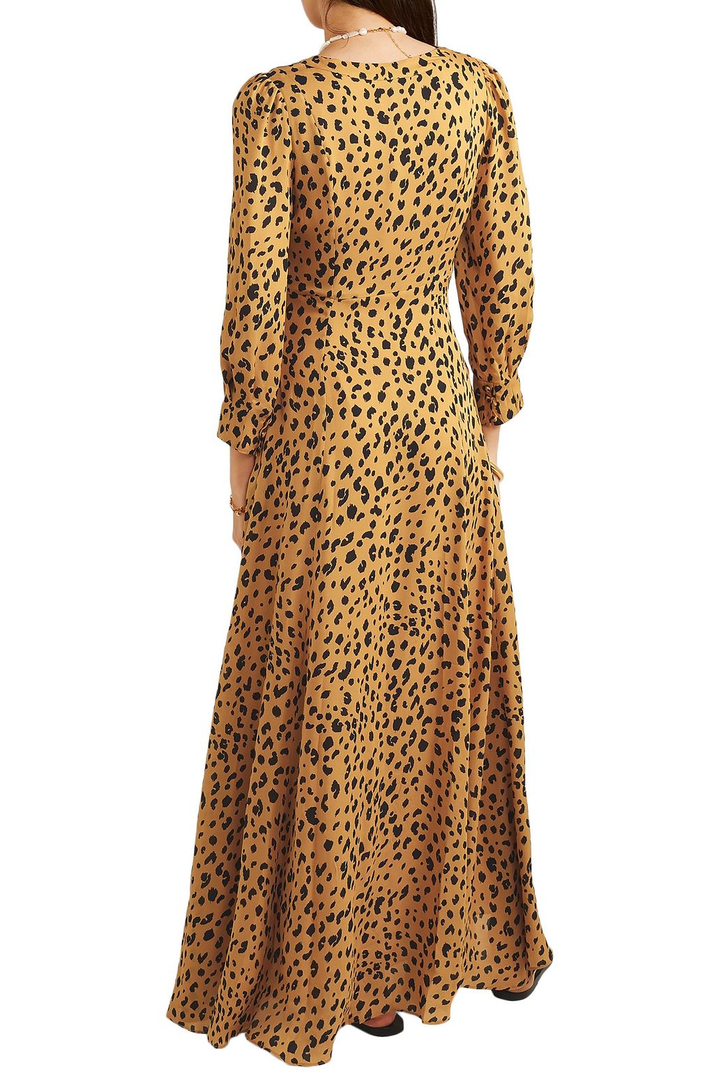 NICHOLAS Tie-front leopard-print silk-crepe maxi shirt dress