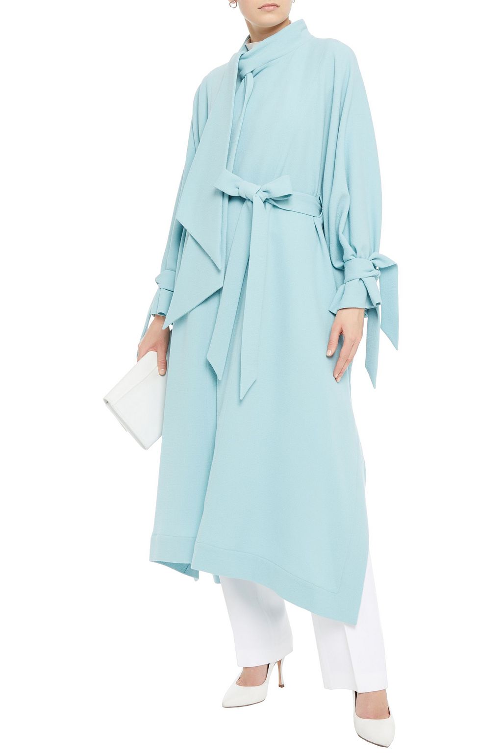 ROLAND MOURET Tie-detailed wool-crepe coat