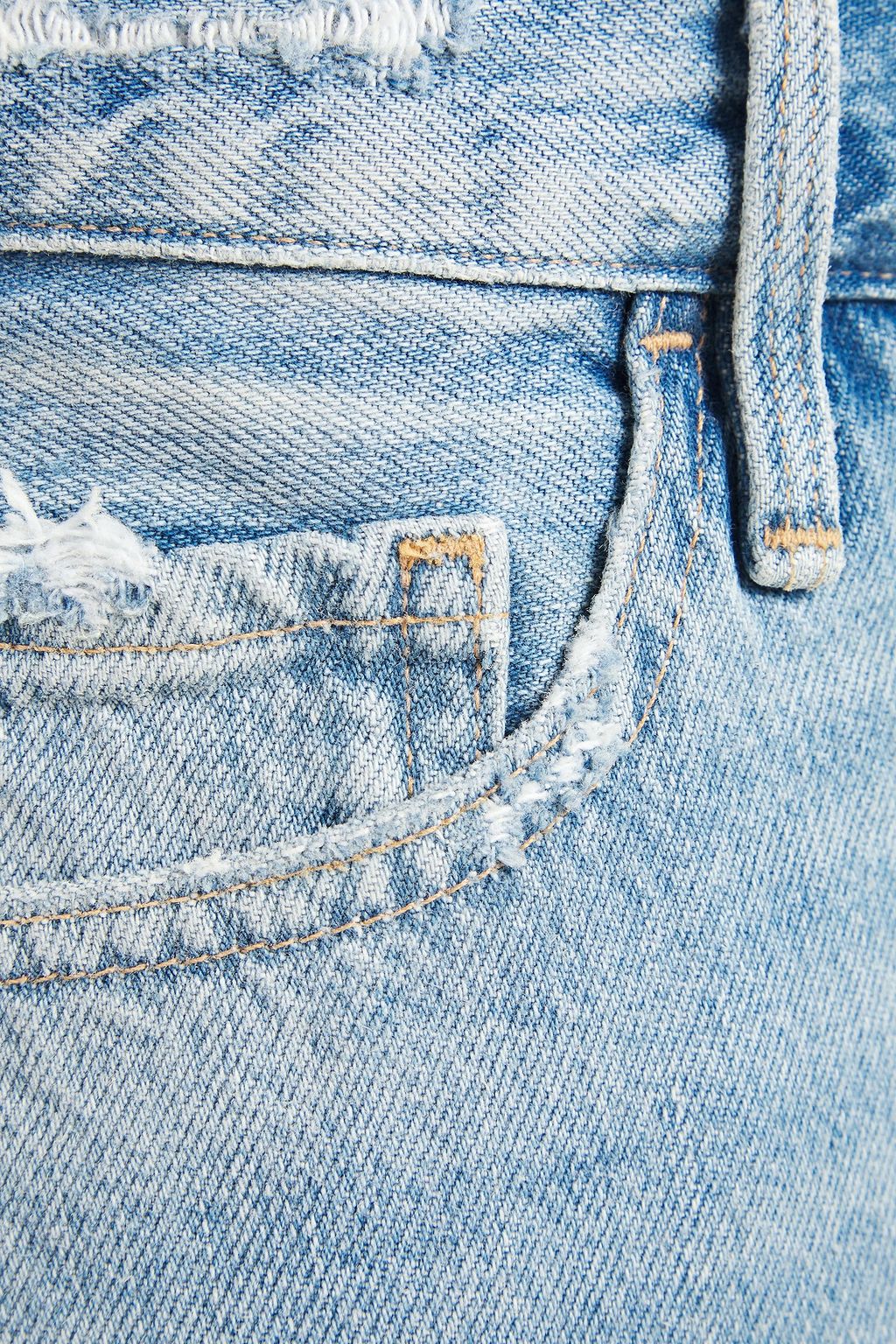 FRAME Le Mini distressed denim mini skirt