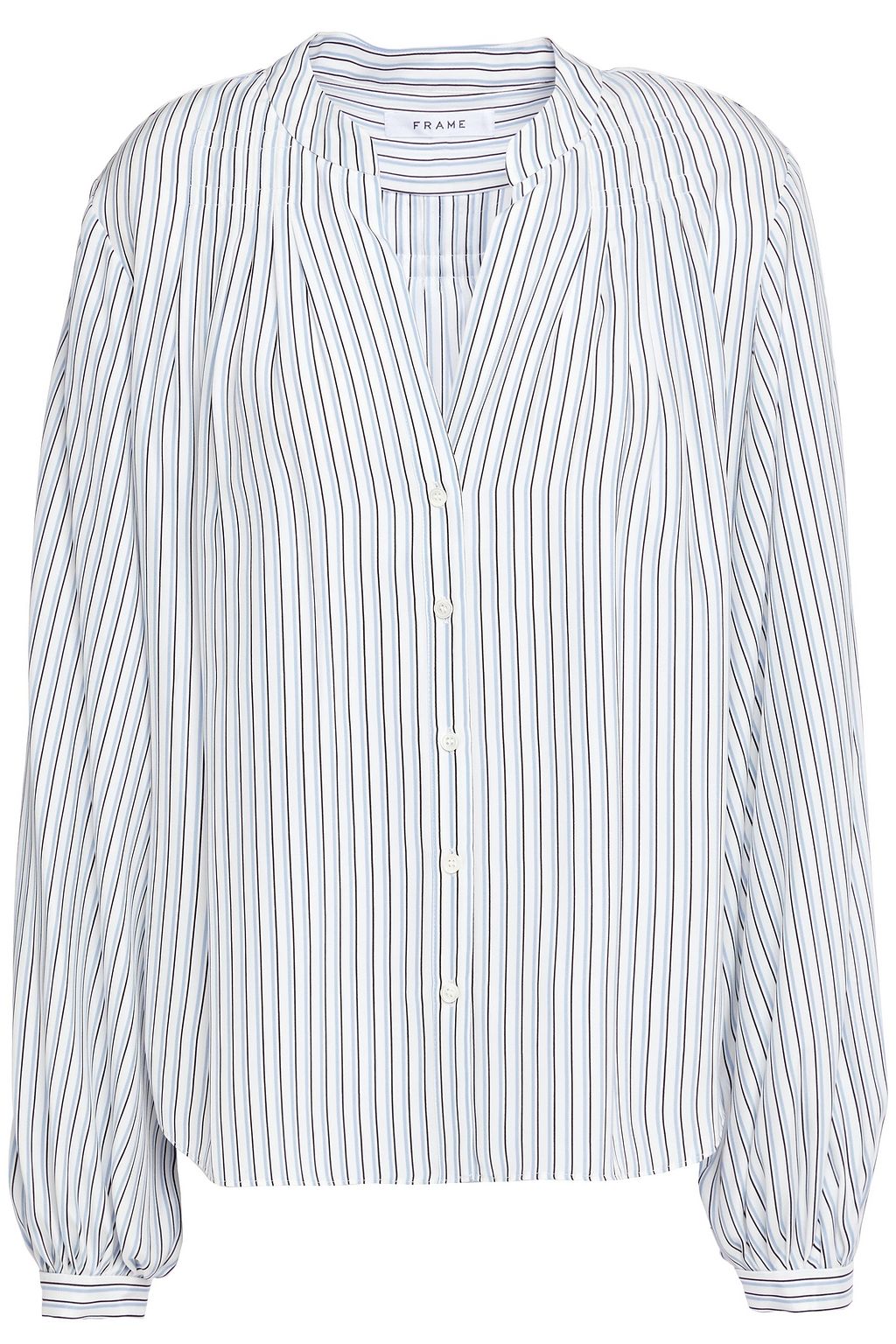 pale blue satin blouse