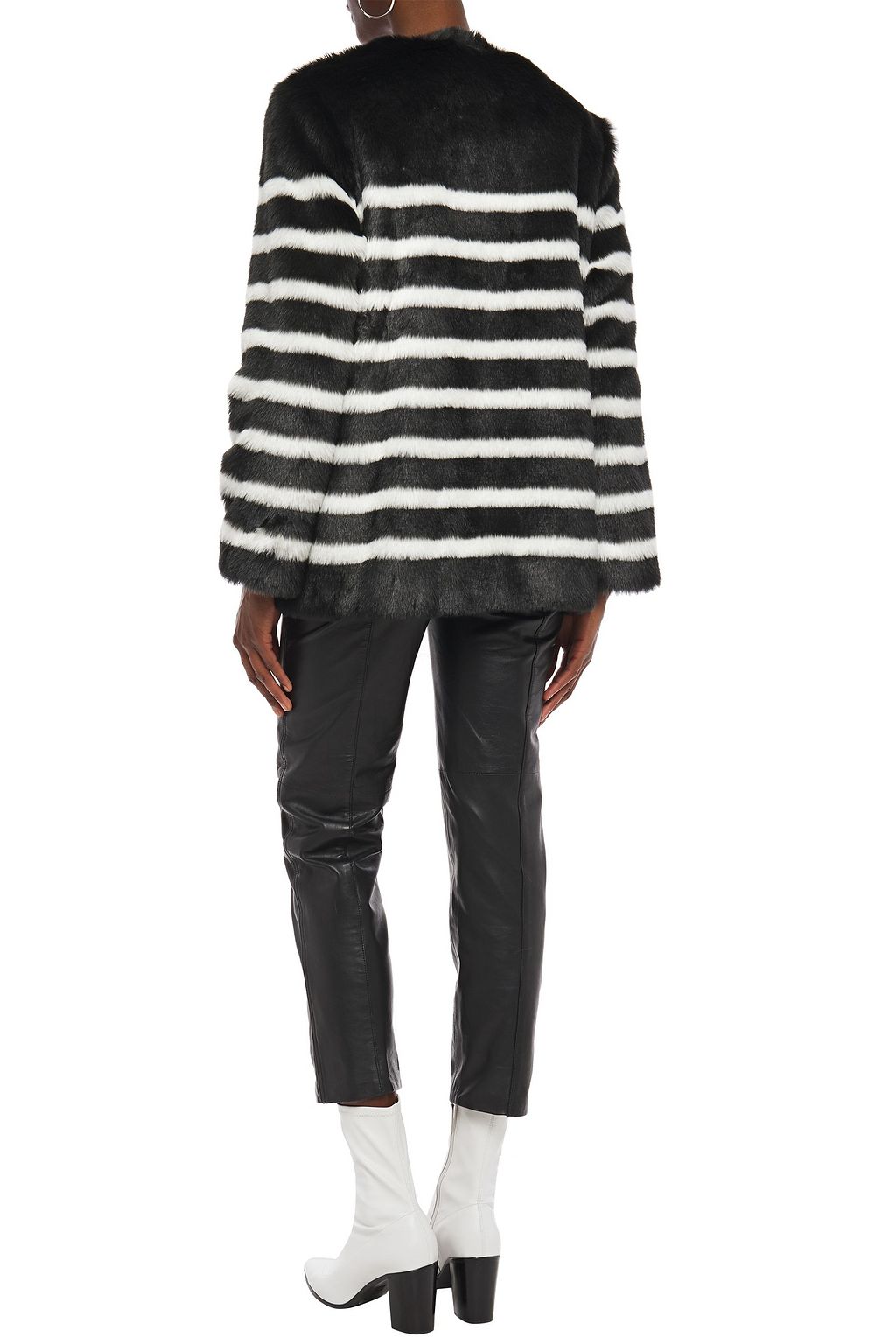 FRAME Striped faux fur coat