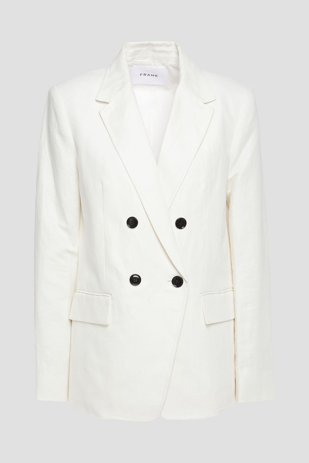 double breasted linen blazer