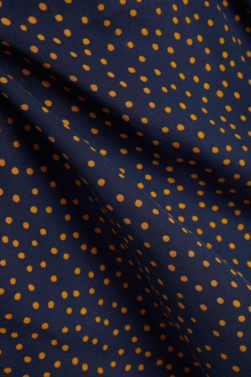 FRAME Gathered polka-dot washed-silk blouse