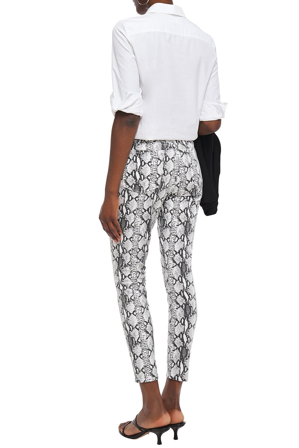FRAME Ali cropped snake-print high-rise skinny jeans